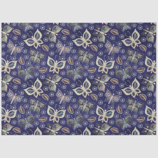 Grosses blaues Schmetterlingsmuster Seidenpapier (Vorderseite)