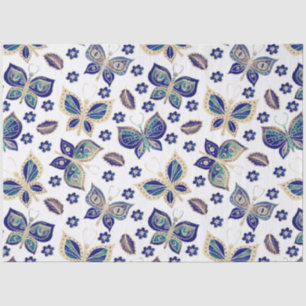 Grosses blaues Schmetterlingsmuster Seidenpapier