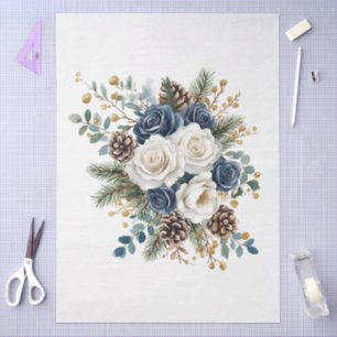 Grosses blaues und weißes WeihnachtsBouquet Dekoup Seidenpapier
