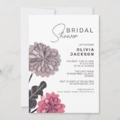 Grosses, blumengraues rosa Brautparty Einladung (Vorderseite)