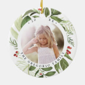 Großes botanisches Personalisiertes Foto Keramik Ornament (Hinten)