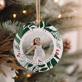 Großes botanisches Personalisiertes Foto Keramik Ornament