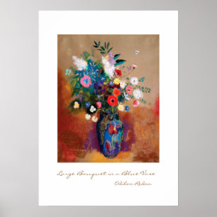 Grosses Bouquet in einer blauen Vase von Odilon Re Poster