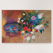 Grosses Bouquet in einer blauen Vase von Odilon Re Puzzle (Horizontal)