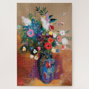 Grosses Bouquet in einer blauen Vase von Odilon Re Puzzle