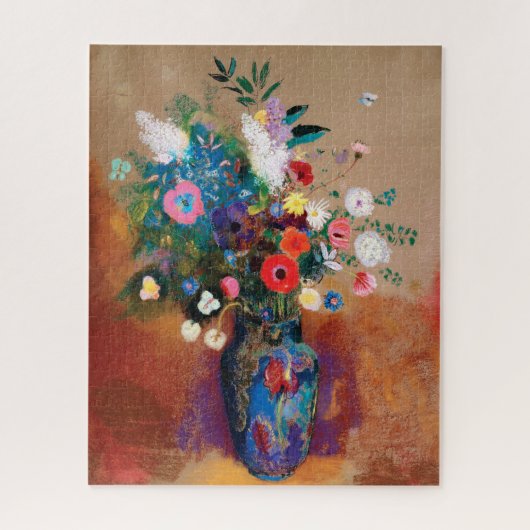 Grosses Bouquet in einer blauen Vase von Odilon Re Puzzle (Vertikal)