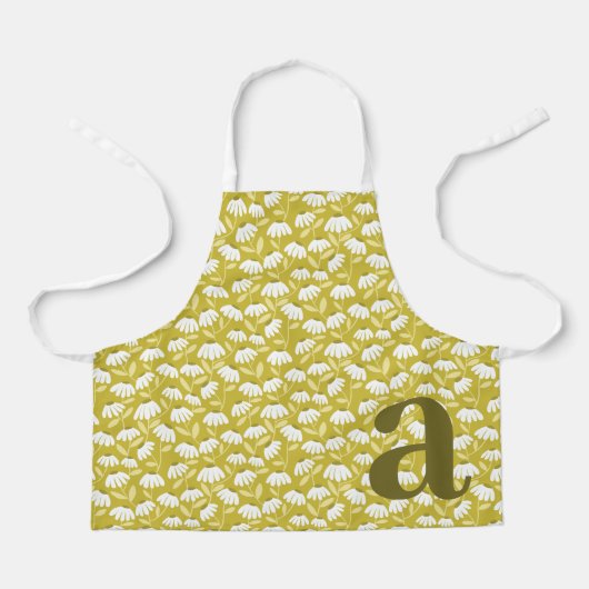 Großes Buchstabenmonogramm Dunkles Gold Blumenmust Schürze (Vorderseite)