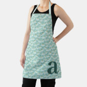Großes Buchstabenmonogramm Teal Blau Blumenmuster Schürze (InSitu)