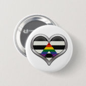 Grosses Chrome-Herz in LGBT, Alleingradfarben Button (Vorne & Hinten)