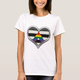 Grosses Chrome-Herz in LGBT, Alleingradfarben T-Shirt