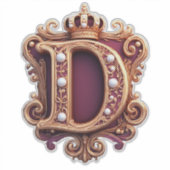 Großes D-Monogramm auf rotem Samt Aufkleber (Vorderseite)