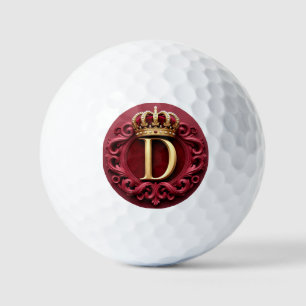 Großes D-Monogramm auf rotem Samt Golfball