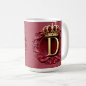 Großes D-Monogramm auf rotem Samt Kaffeetasse (VorderseiteRechts)