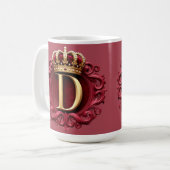Großes D-Monogramm auf rotem Samt Kaffeetasse (Vorderseite Links)