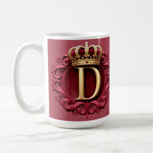 Großes D-Monogramm auf rotem Samt Kaffeetasse