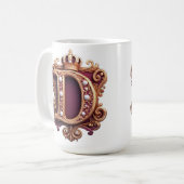 Großes D-Monogramm auf rotem Samt Kaffeetasse (Vorderseite Links)