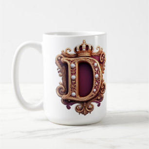 Großes D-Monogramm auf rotem Samt Kaffeetasse