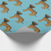 Großes Dan-Dog-Muster auf blau Geschenkpapier (Ecke)