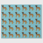 Großes Dan-Dog-Muster auf blau Geschenkpapier (Flach)