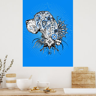 Großes Dan in blau Poster