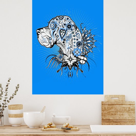 Großes Dan in blau Poster (Küche)