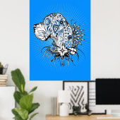 Großes Dan in blau Poster (Heimbüro)