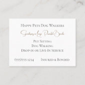 Großes Dane Ausblick aus Fenster Hund Walker "Migh Visitenkarte (Rückseite)