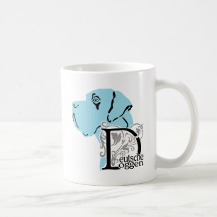 Großes Dane Head Portrait und deutscher Zuchtname Kaffeetasse