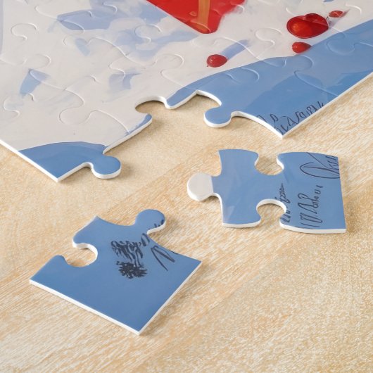 Großes Dane läuft im Schnee mit Weihnachtshut Puzzle (Seite)