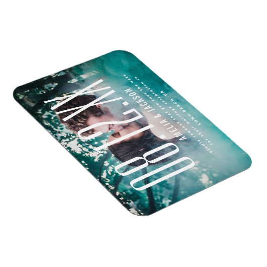 Grosses Datum, kühne Typografie, Save the Date Magnet (Rechte Seite)