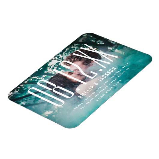 Grosses Datum, kühne Typografie, Save the Date Magnet (Linke Seite)