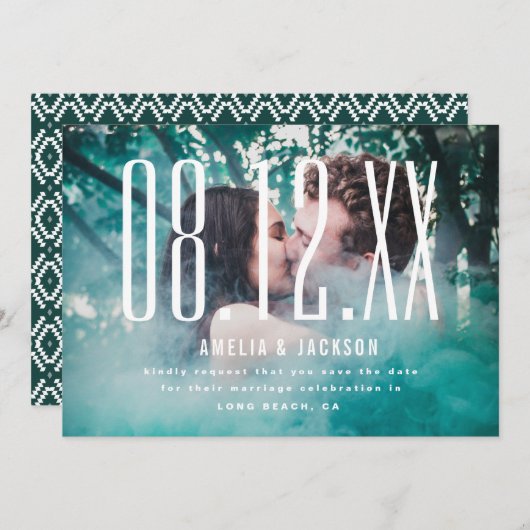 Grosses Datum, mutige Typografie, Einladung (Vorne/Hinten)