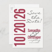 Großes Datum - Save the Date Postkarten (Vorne/Hinten)