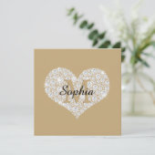 Grosses Diamantherz, Goldmonogramm, Skriptname Einladung (Stehend Vorderseite)