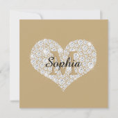 Grosses Diamantherz, Goldmonogramm, Skriptname Einladung (Vorderseite)