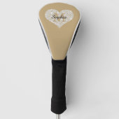Grosses Diamantherz, Goldmonogramm, Skriptname Golf Headcover (Vorderseite)