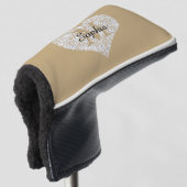 Grosses Diamantherz, Goldmonogramm, Skriptname Golf Headcover (3/4 Vorderseite)