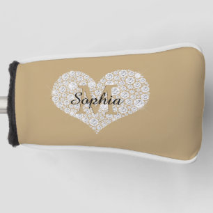 Grosses Diamantherz, Goldmonogramm, Skriptname Golf Headcover