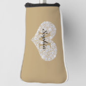 Grosses Diamantherz, Goldmonogramm, Skriptname Golf Headcover (Rotieren 90)