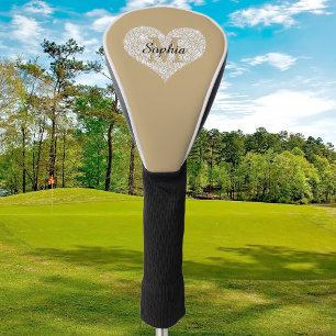 Grosses Diamantherz, Goldmonogramm, Skriptname Golf Headcover