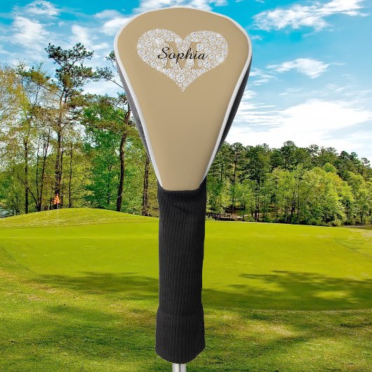 Grosses Diamantherz, Goldmonogramm, Skriptname Golf Headcover