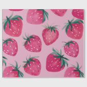 Grosses Druck Erdbeerpackung Erdbeeren in Rosa Geschenkpapier (Flach)