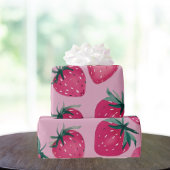 Grosses Druck Erdbeerpackung Erdbeeren in Rosa Geschenkpapier