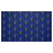 Großes dunkelblaues und GoldLilien-Muster Stoff (Fat Quarter (45,7 x 55,9 cm))