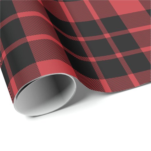 Grosses dunkelrotes und schwarzes Kariertes Schlei Geschenkpapier (Rolleneckpunkt)