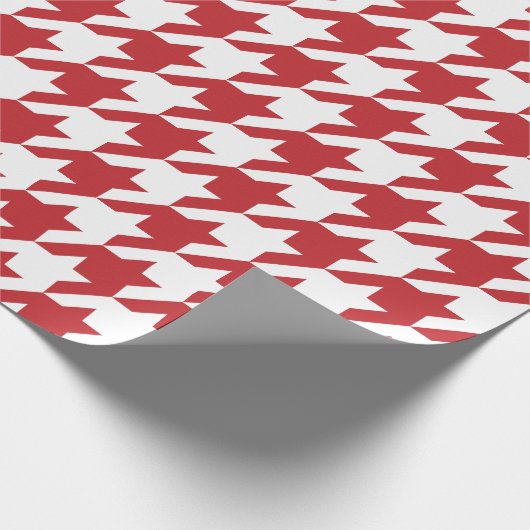 Großes dunkelrotes und weißes Hahnentrittmuster Geschenkpapier (Ecke)