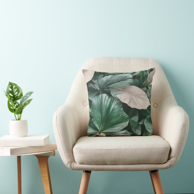 Grosses dunkles Blattmuster Kissen (Stuhl )