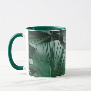 Grosses dunkles Blattmuster Tasse