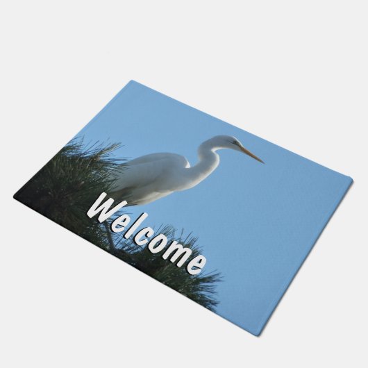 Großes Egret in Sunny Florida Fußmatte (Schrägansicht)