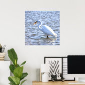 Großes Egret mit Fischplakat Poster (Heimbüro)
